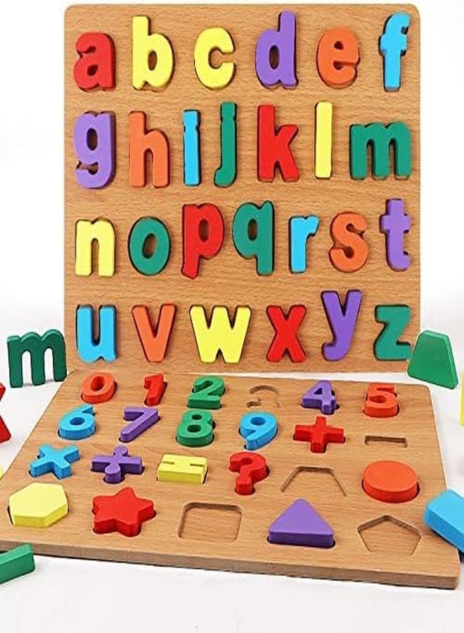Fun4you Wooden Jigsaw Puzzle for Toddlers (Pack of 2) - Alphabet & Shape Learning Educational Toys for Kids, Montessori Wooden Toys for 3+ Year Old Boys & Girls, Preschool Early Learning Activities - Image 2